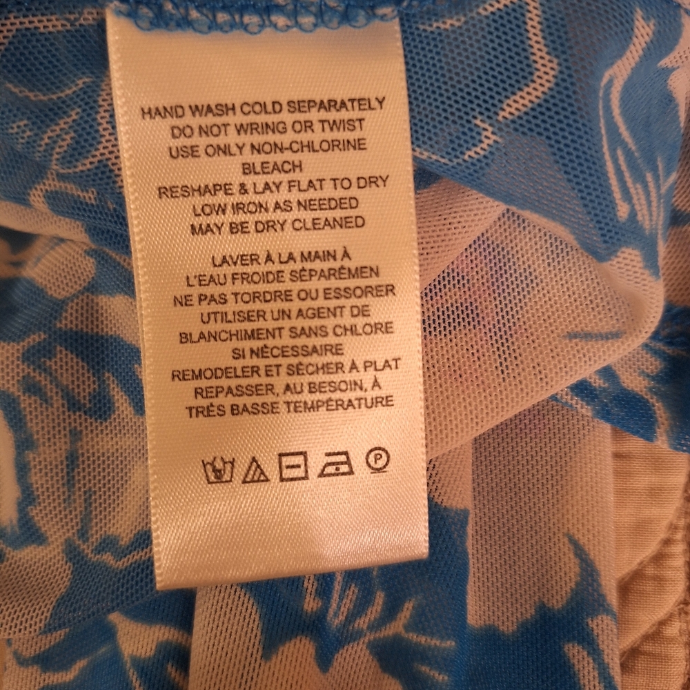 Free People Floral Blue and Cream Women's Top - Picture 6 of 7